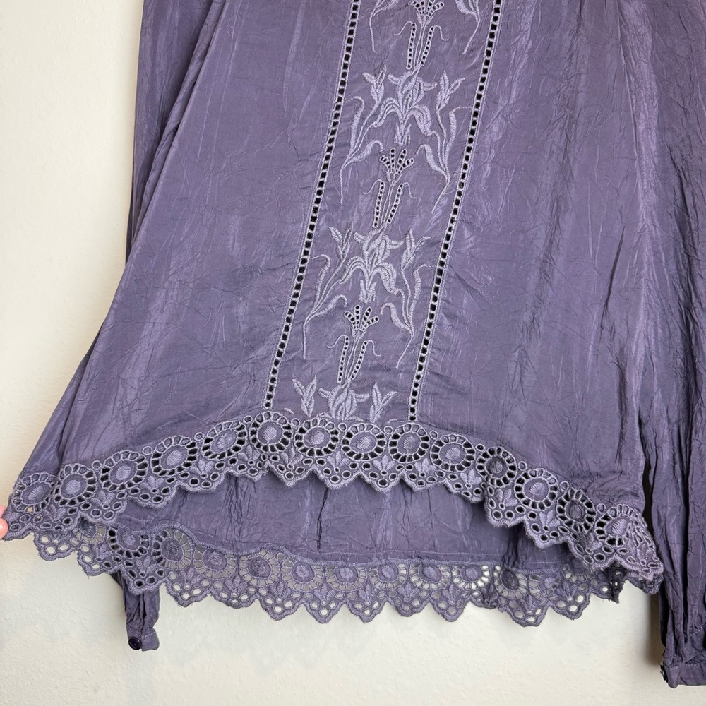 NWD Johnny Was Katie Swift Blouse Embroidered Purple Size Small - Picture 3 of 7